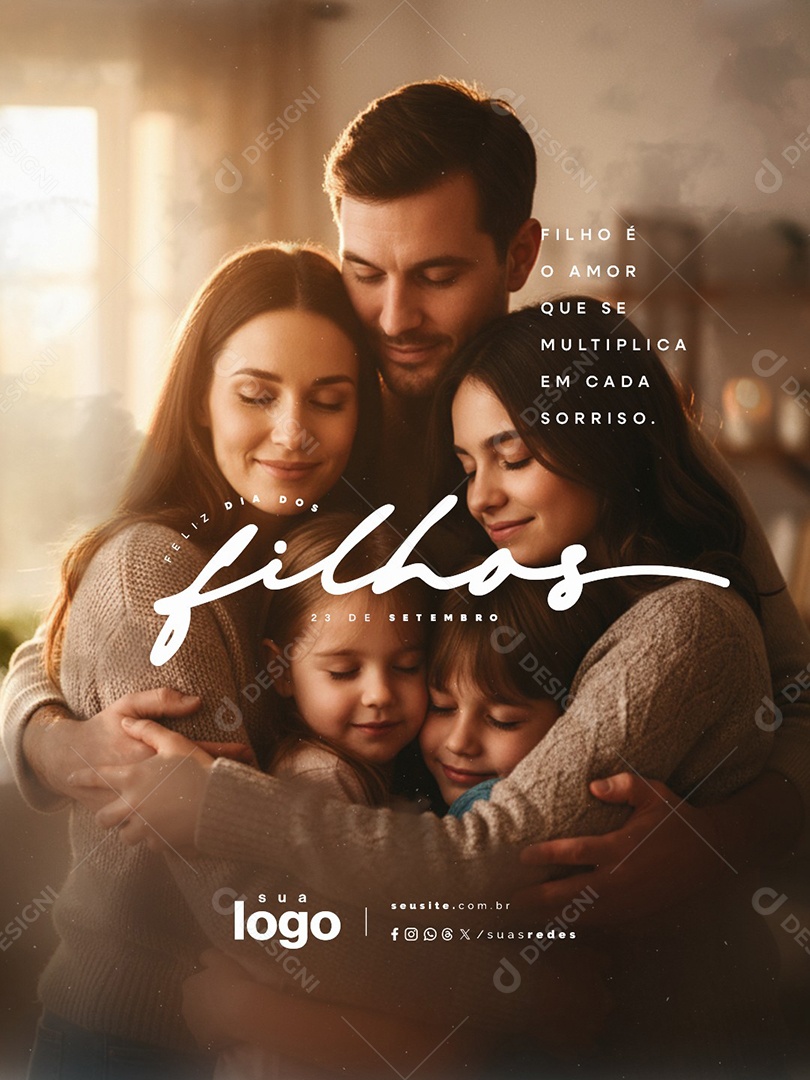 Feliz Dia dos Filhos 23 de Setembro Filho é Amor Social Media PSD Editável