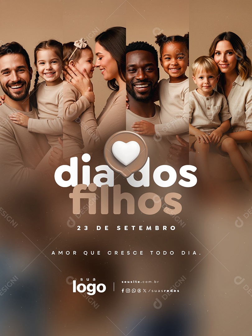 Dia dos Filhos 23 de Setembro Amor Que Cresce Todo Dia Social Media PSD Editável