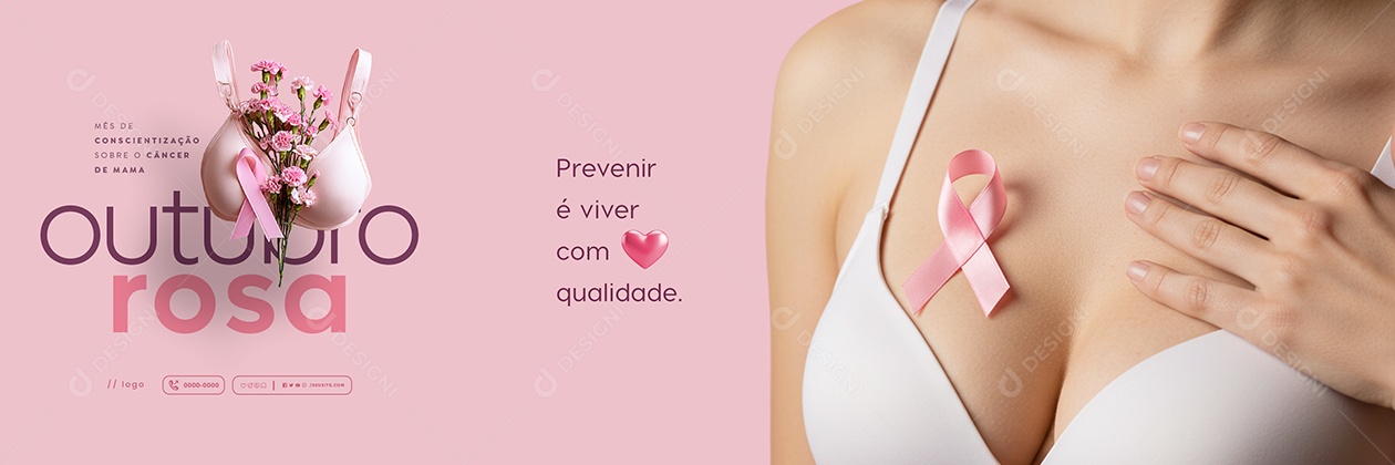 Carrossel Outubro Rosa Prevenir é Viver com Qualidade Social Media PSD Editável
