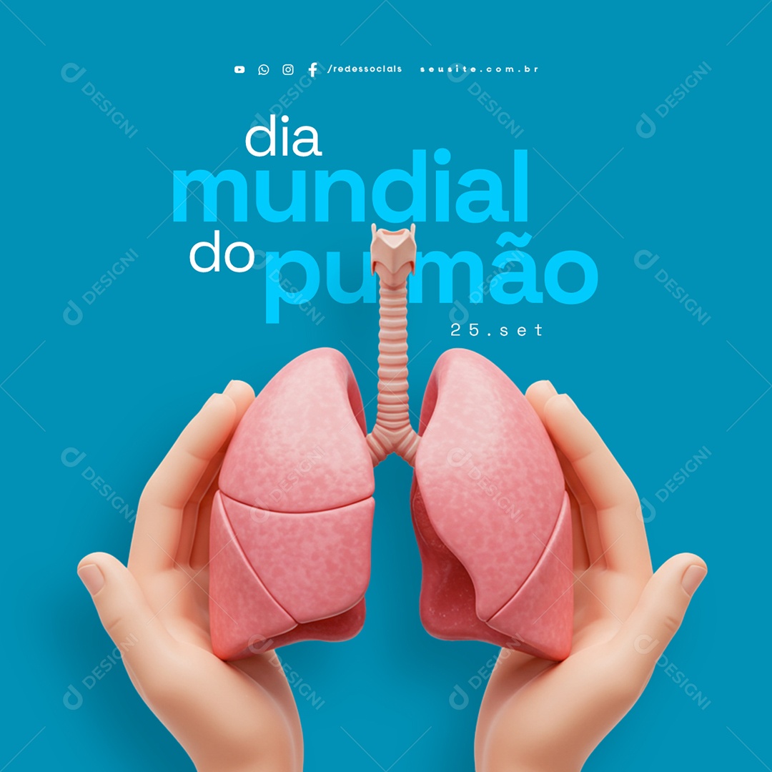 Dia Mundial do Pulmão 25 de Setembro Social Media PSD Editável