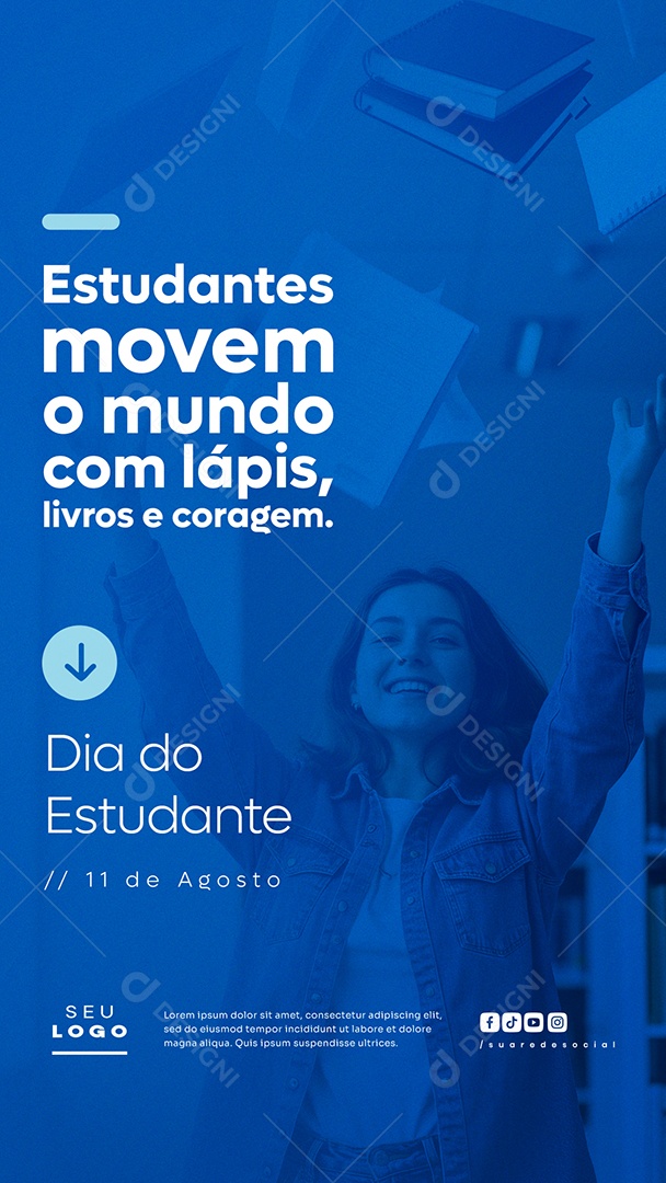 Story Feliz Dia do Estudante 11 de Agosto Social Media PSD Editável