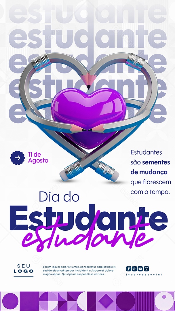 Story Feliz Dia do Estudante 11 de Agosto Social Media PSD Editável