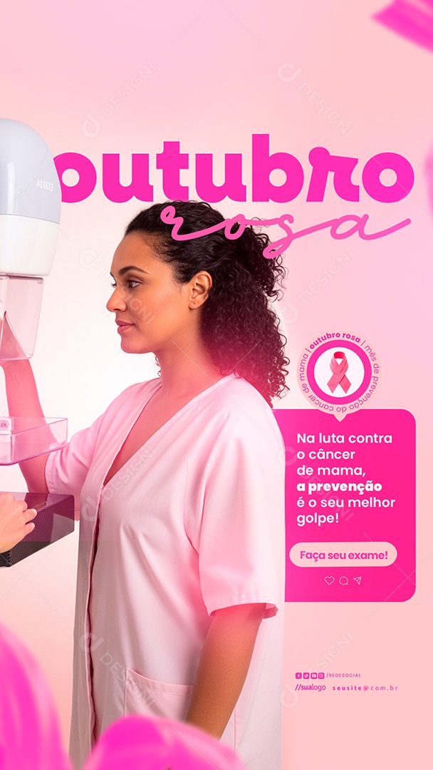 Story Outubro Rosa Mês de Prevenção Social Media PSD Editável