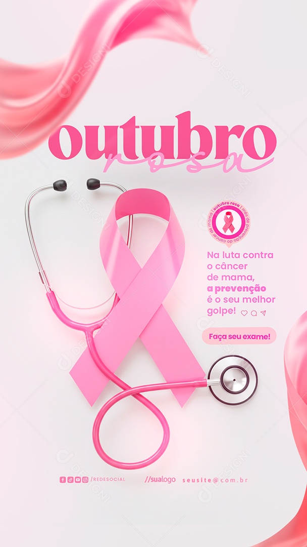 Story Outubro Rosa Mês de Prevenção Social Media PSD Editável