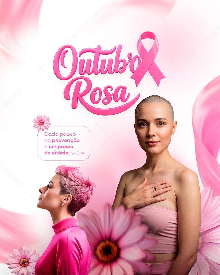 Outubro Rosa Mês de Prevenção Social Media PSD Editável