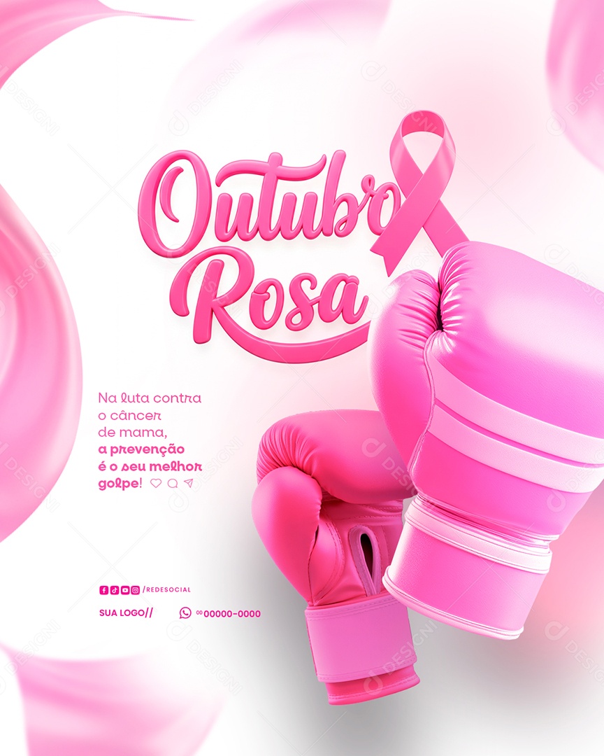 Outubro Rosa Mês de Prevenção Social Media PSD Editável