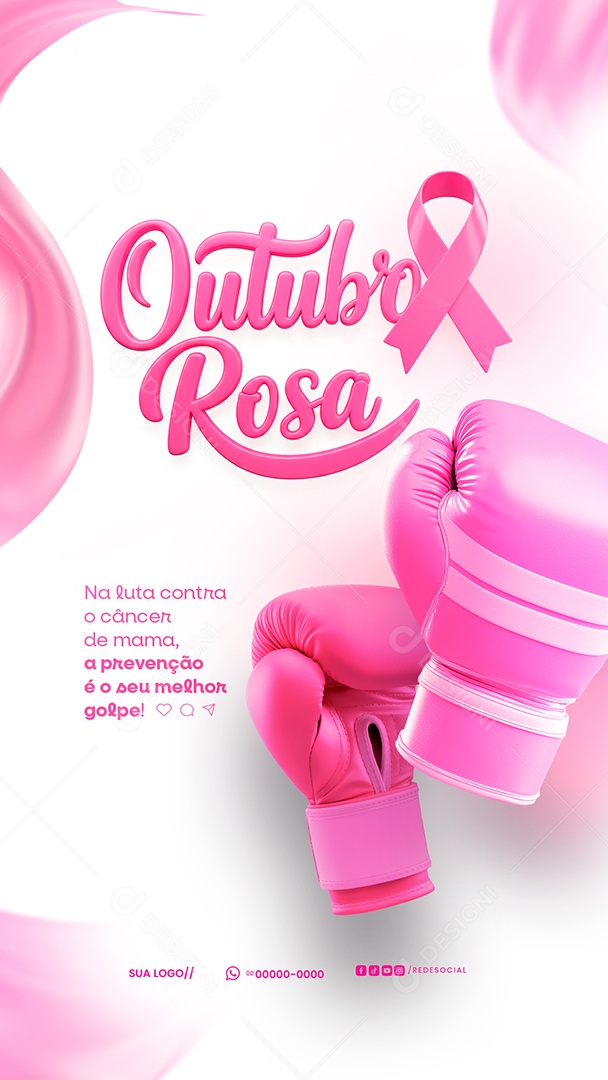 Story Outubro Rosa Mês de Prevenção Social Media PSD Editável