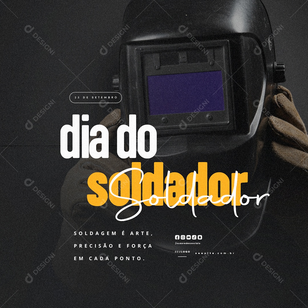 Dia do Soldador 23 de Setembro Com Faíscas de Talento Social Media PSD Editável