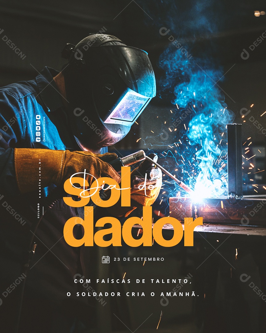 Dia do Soldador 23 de Setembro Com Faíscas de Talento Social Media PSD Editável