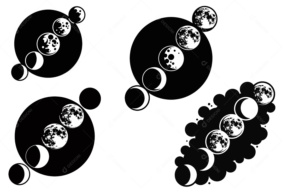 Fases da Lua Ilustração Vetor EPS + AI Editável