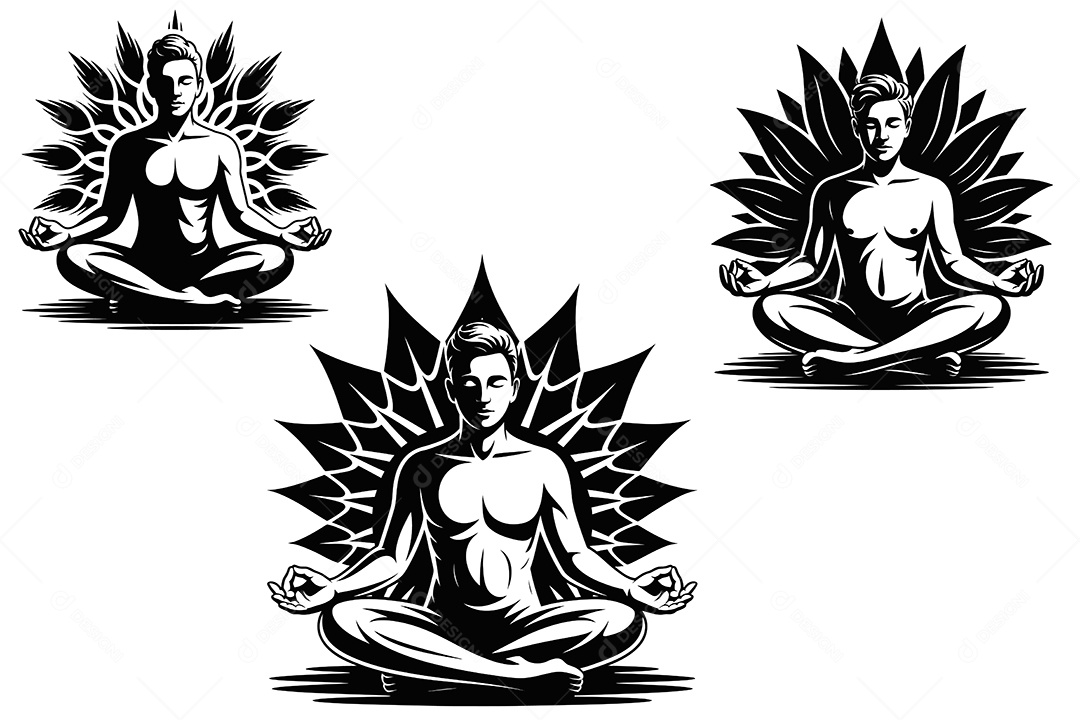 Meditação Lótus Ilustração Vetor EPS + AI Editável