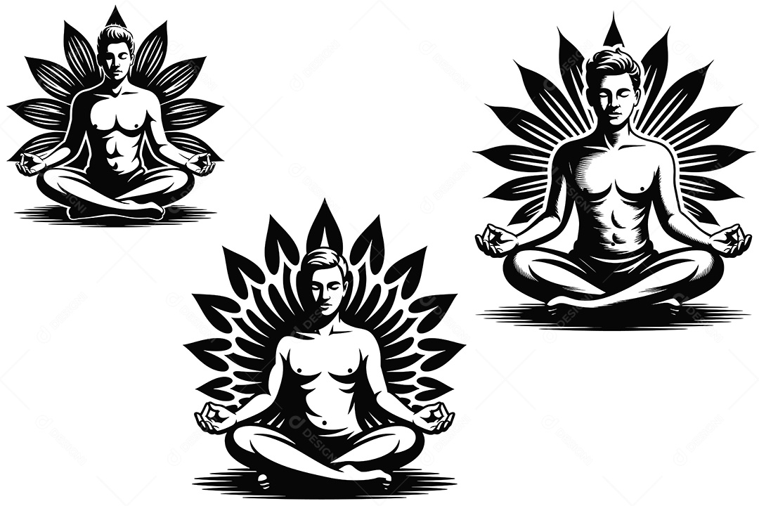 Meditação Lótus Ilustração Vetor EPS + AI Editável