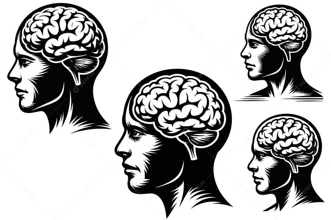 Mente Humana Ilustração Vetor EPS + AI Editável