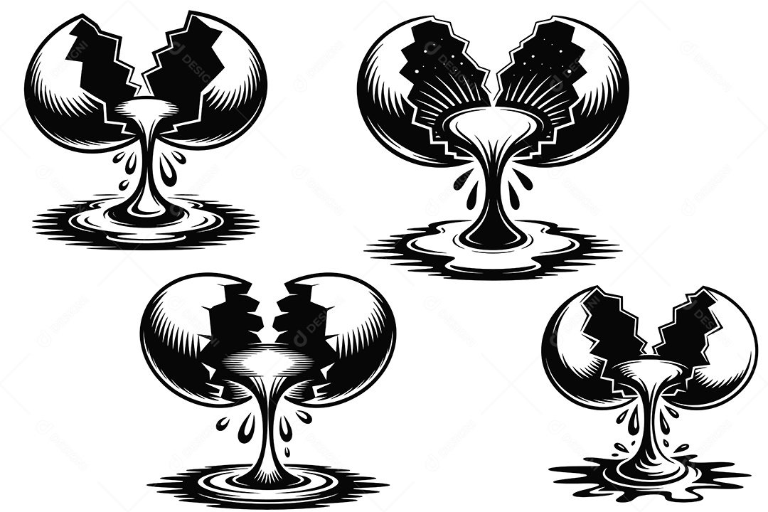 Conjunto de Ovos Quebrado Ilustração Vetor EPS + AI