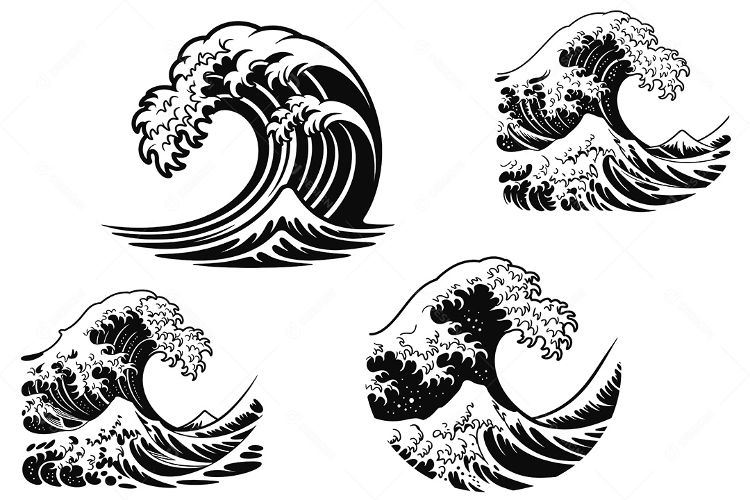 Silhueta de Ondas Ilustração Vetor EPS + AI