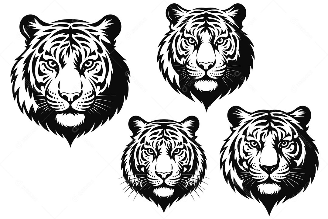 Conjuntos de Tigre Ilustração Vetor EPS + AI