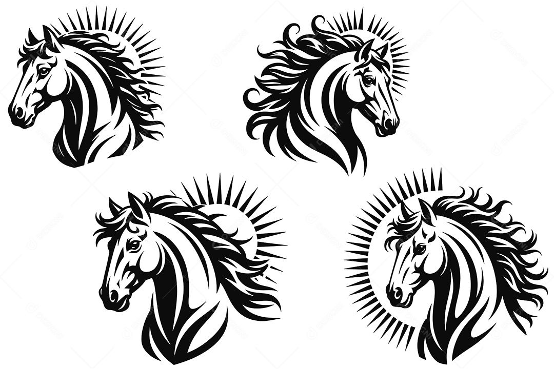 Elegante Cavalo Ilustração Vetor EPS + AI