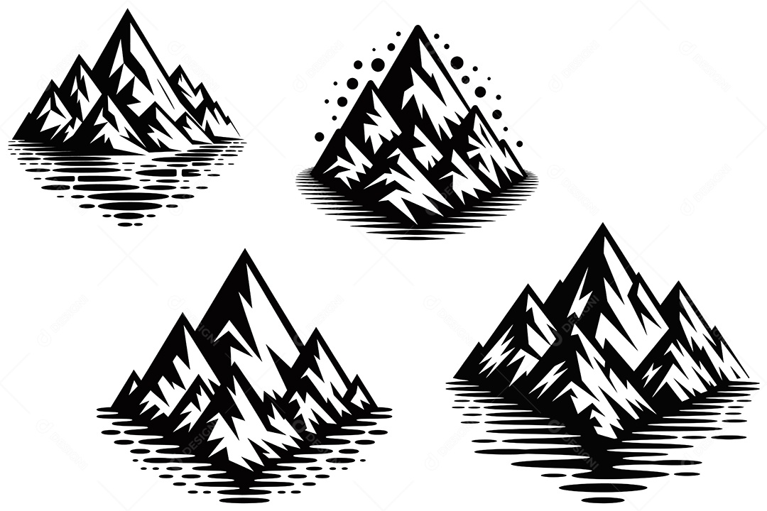 Conjunto de Montanhas Ilustração Vetor EPS + AI