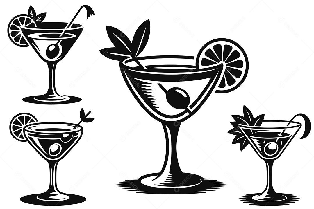 Margarita Coquetel Gravado Ilustração Vetor EPS + AI