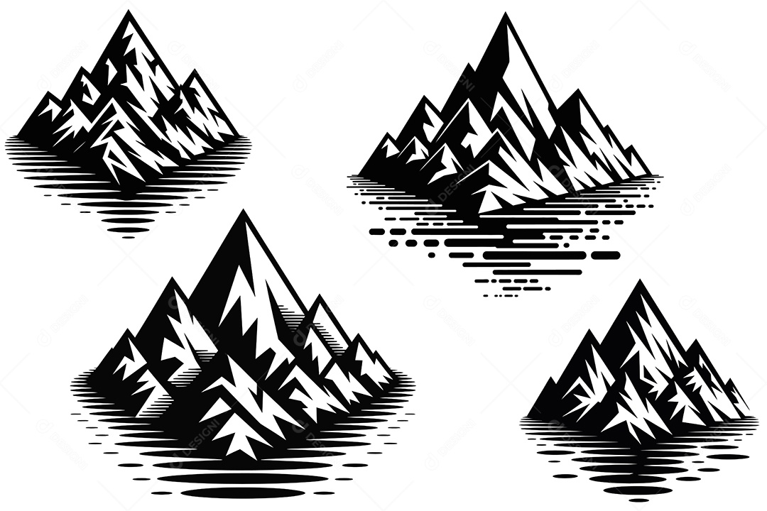 Conjunto de Montanhas Ilustração Vetor EPS + AI