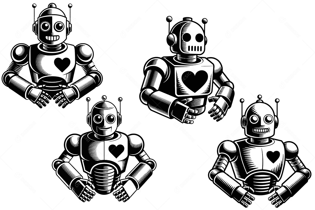 Robô Humano Ilustração Vetor EPS + AI