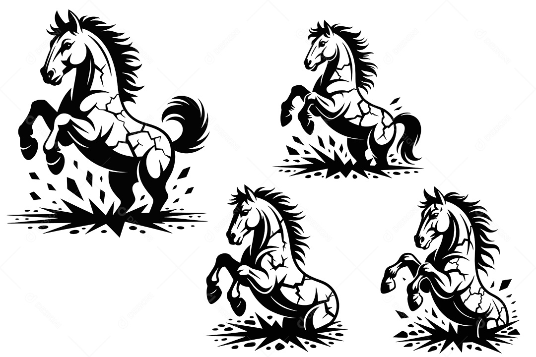 Elegante Cavalo Ilustração Vetor EPS + AI