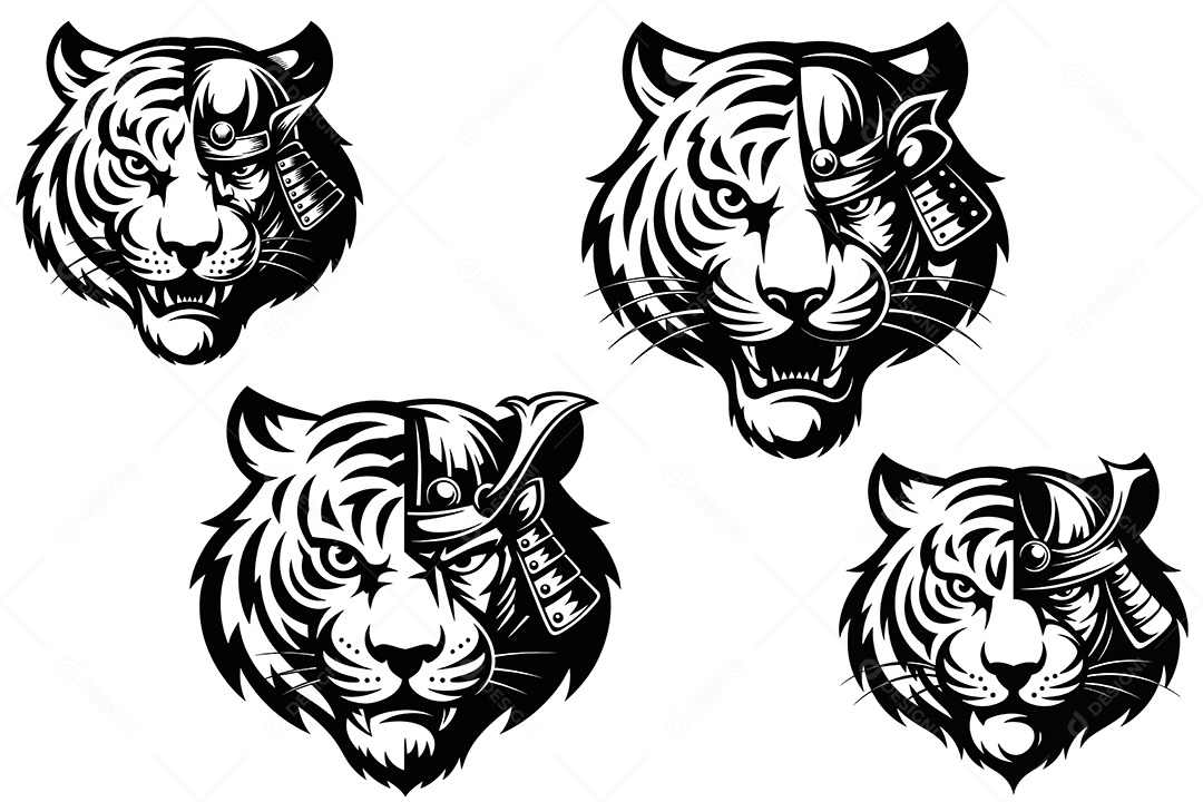 Conjunto de Tigre Ilustração Vetor EPS + AI