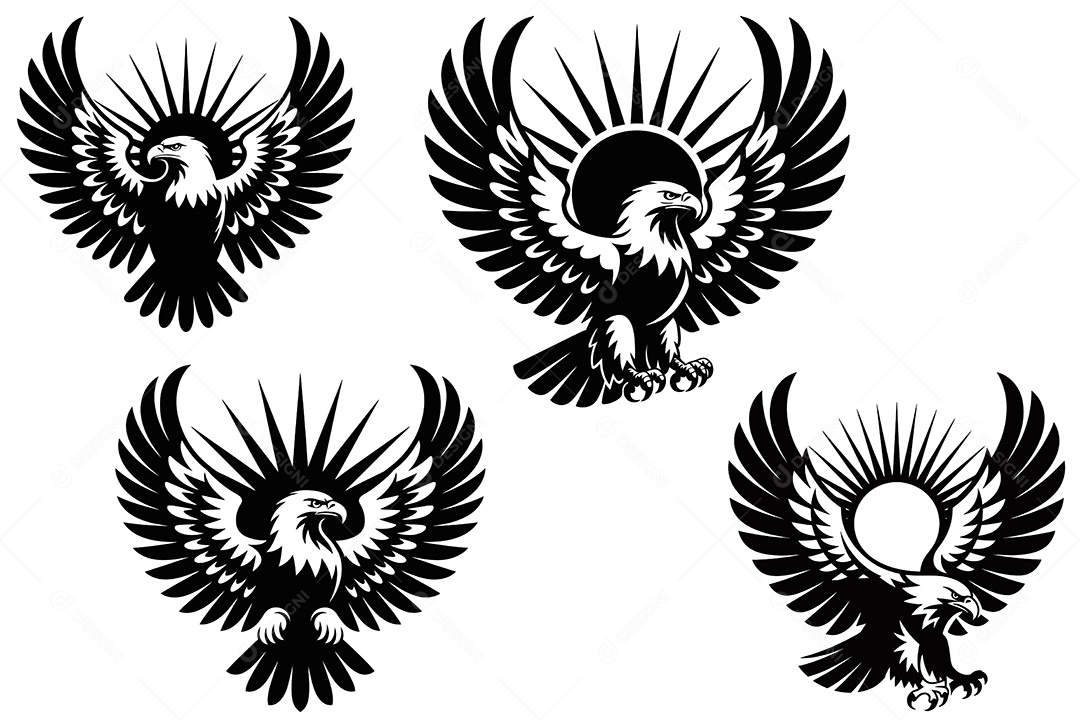 Conjunto de Águias Ilustração Vetor EPS + AI