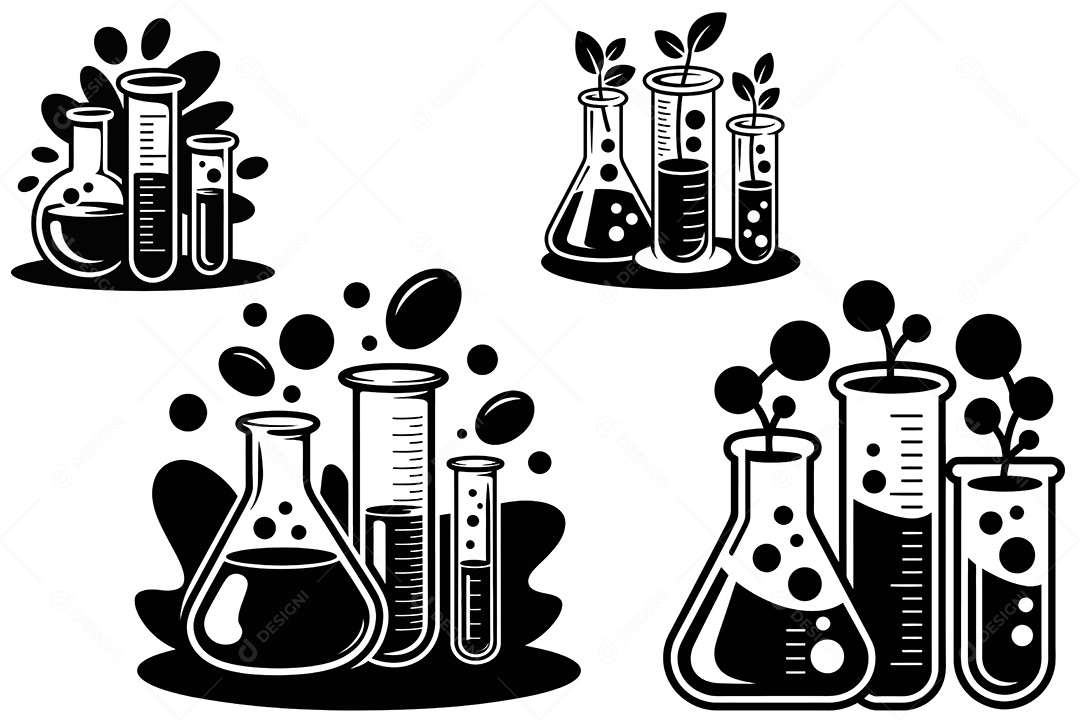 Frasco de Laboratório Químico Ilustração Vetor EPS + AI