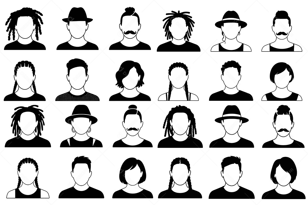 Conjunto de Perfil de Pessoas Ilustração Vetor EPS + AI