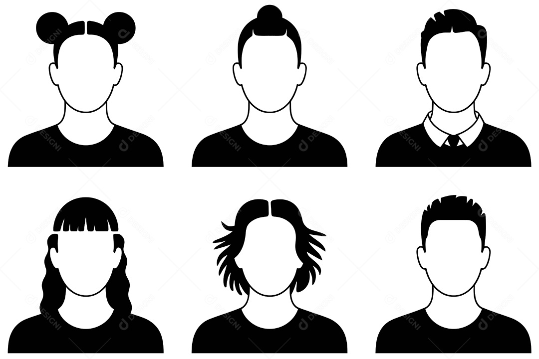 Conjunto de Perfil de Pessoas Ilustração Vetor EPS + AI