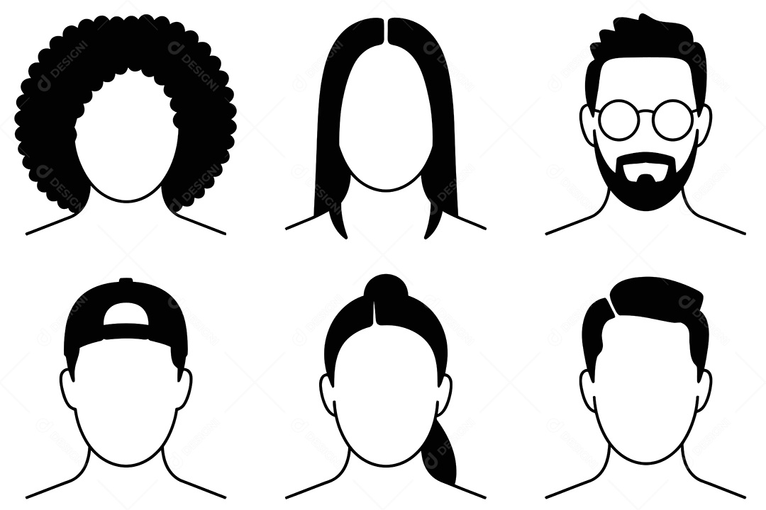 Conjunto de Perfil de Pessoas Ilustração Vetor EPS + AI