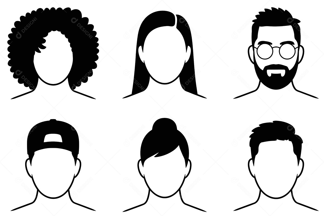 Conjunto de Perfil de Pessoas Ilustração Vetor EPS + AI