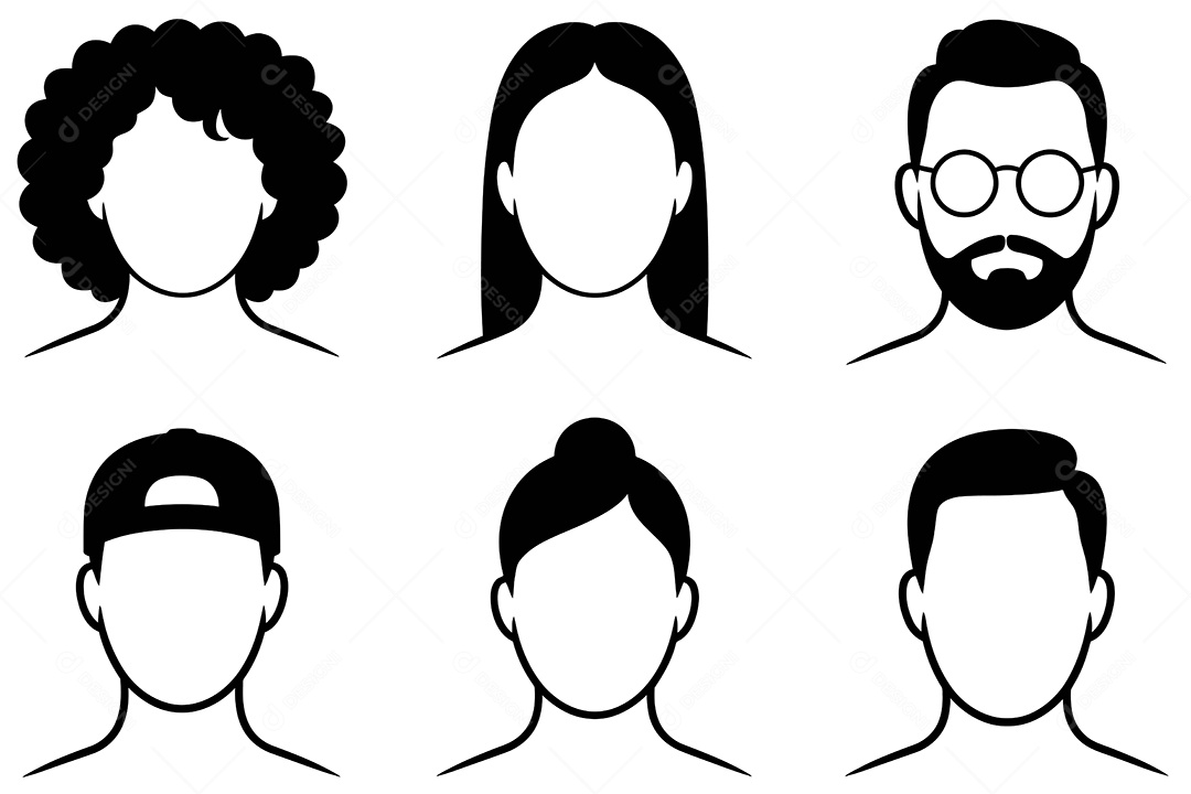 Conjunto de Perfil de Pessoas Ilustração Vetor EPS + AI