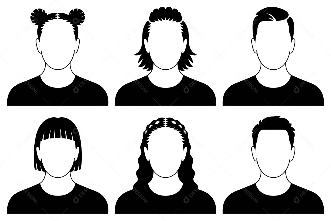 Conjunto de Perfil de Pessoas Ilustração Vetor EPS + AI