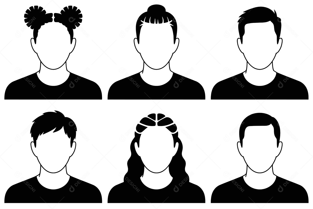 Conjunto de Perfil de Pessoas Ilustração Vetor EPS + AI