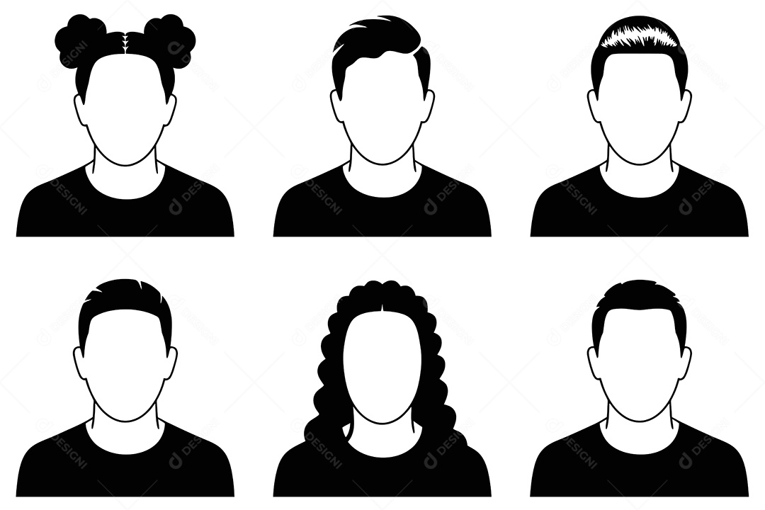 Conjunto de Perfil de Pessoas Ilustração Vetor EPS + AI