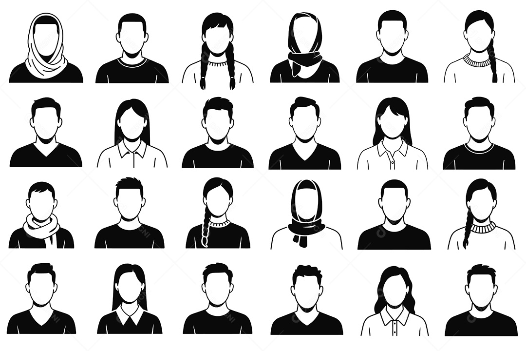 Conjunto de Perfil de Pessoas Ilustração Vetor EPS + AI