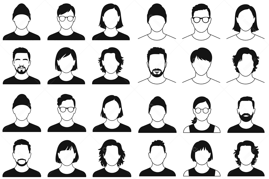 Conjunto de Perfil de Pessoas Ilustração Vetor EPS + AI