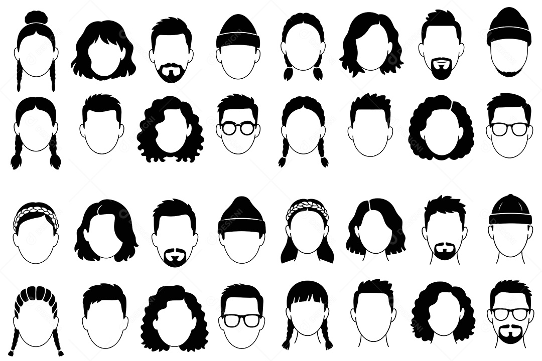 Conjunto de Perfil de Pessoas Ilustração Vetor EPS + AI