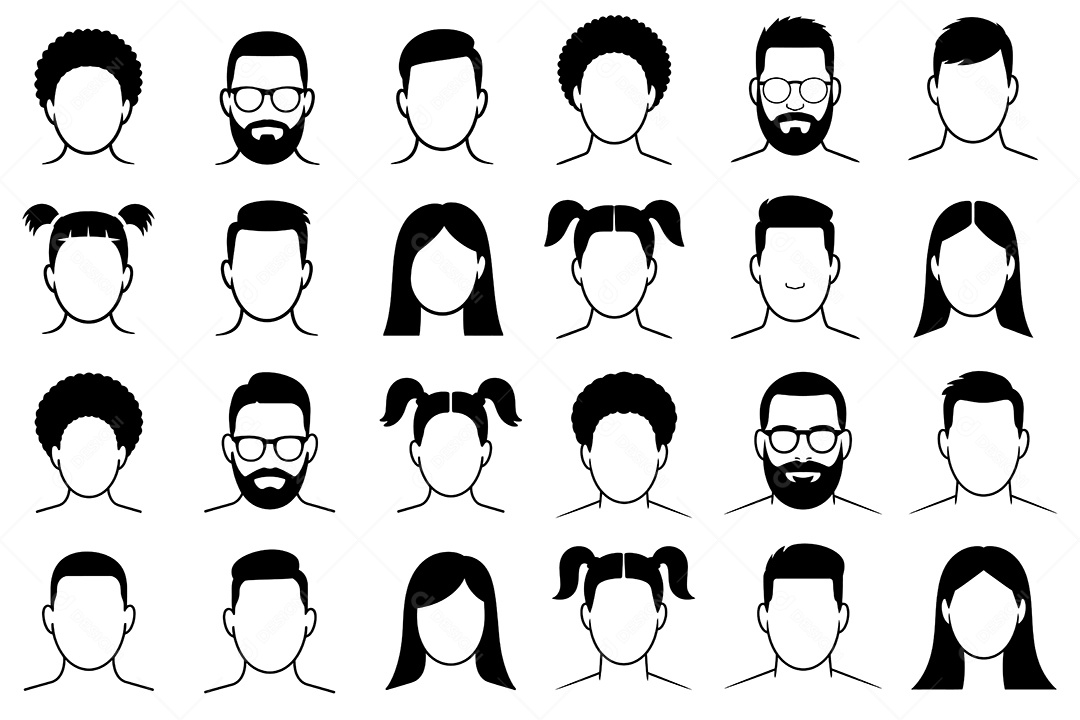 Conjunto de Perfil de Pessoas Ilustração Vetor EPS + AI