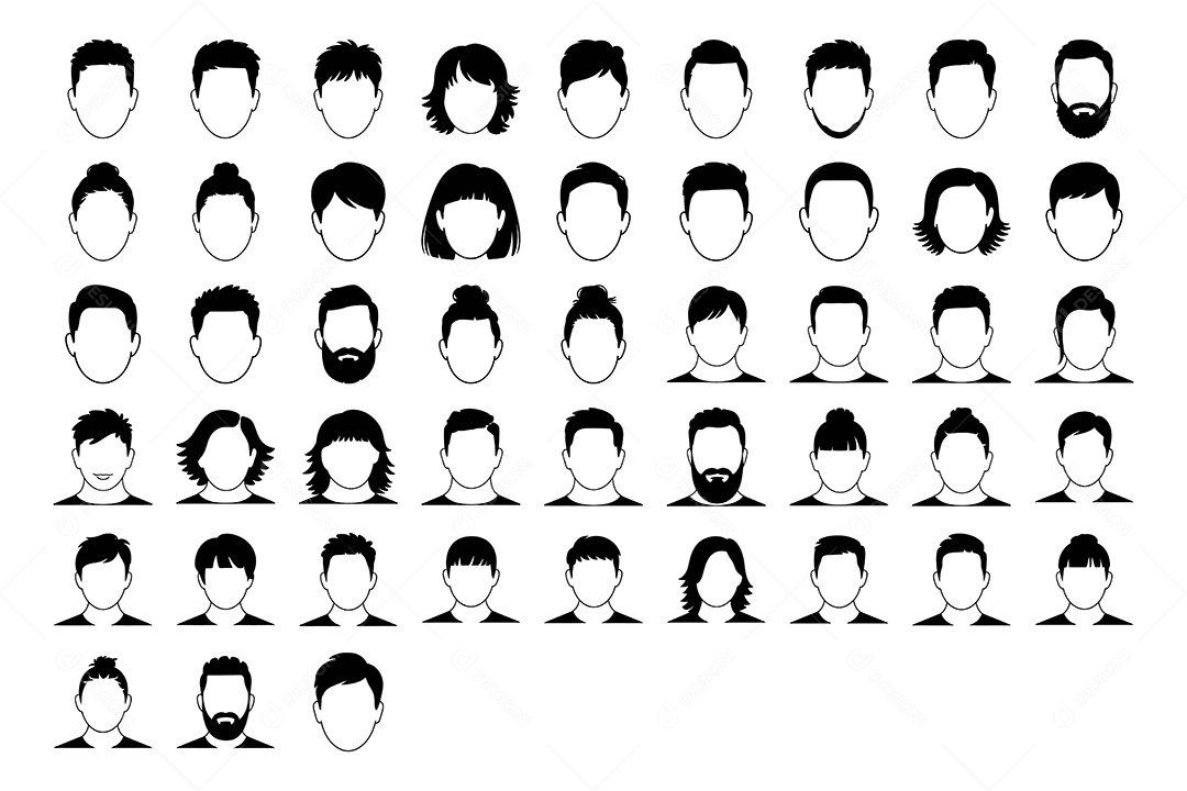 Conjunto de Perfil de Pessoas Ilustração Vetor EPS + AI