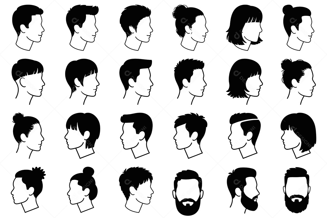 Conjunto de Perfil de Pessoas Ilustração Vetor EPS + AI