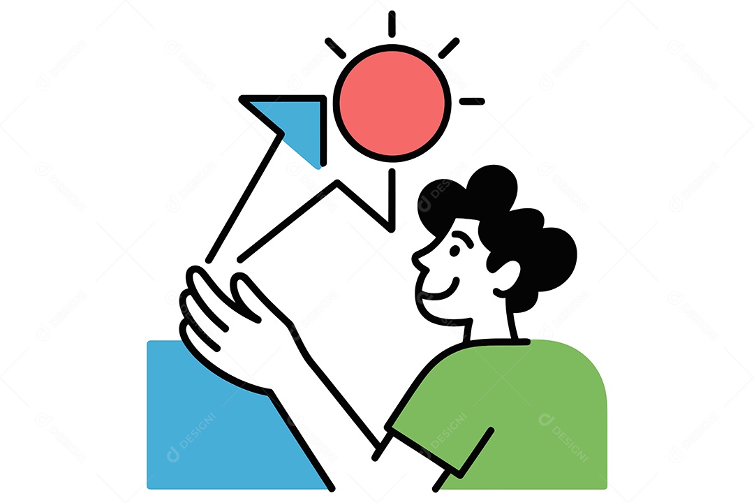 Homem Olhando pro Sol Ilustração Vetor EPS + AI