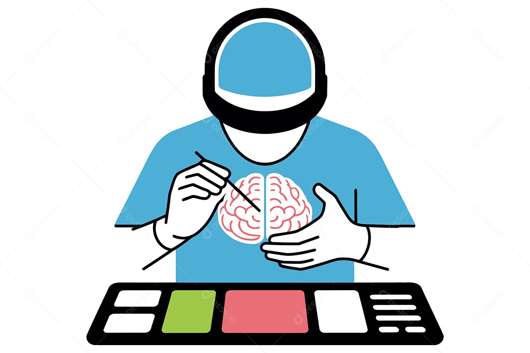 Homem Visual da Saúde Mental Ilustração Vetor EPS + Al