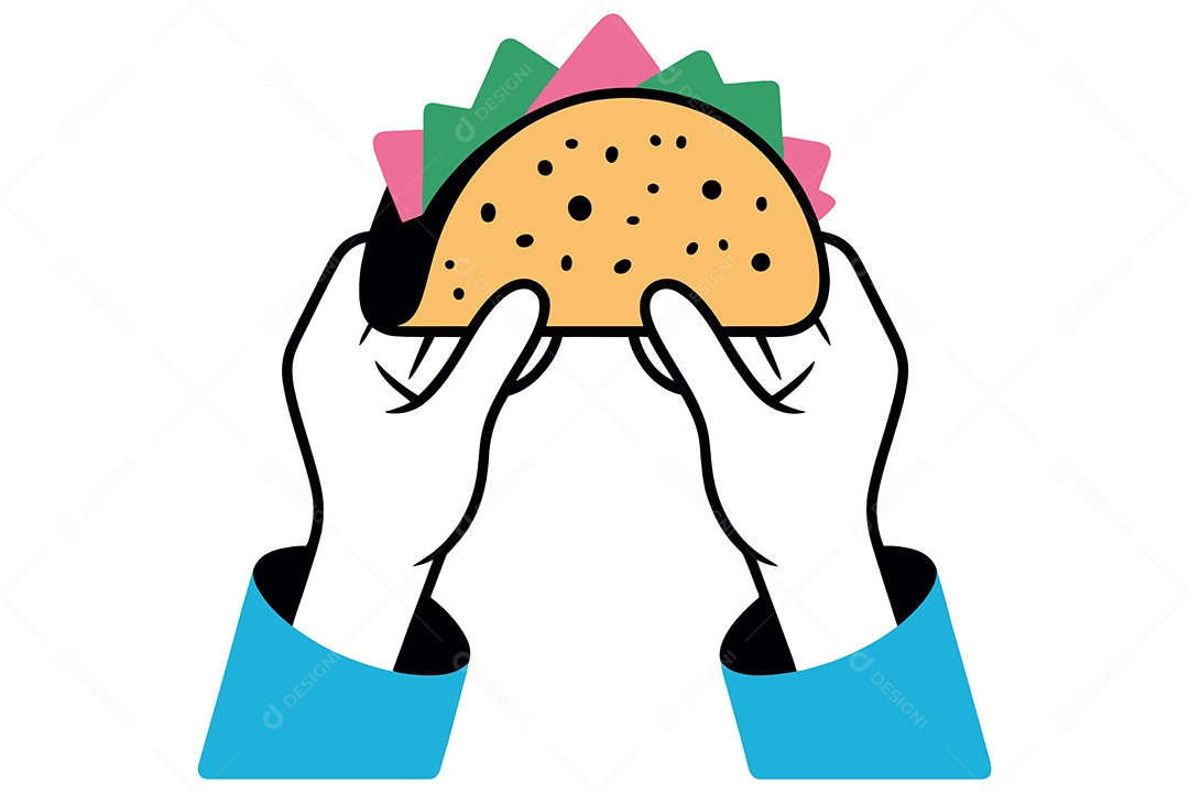 Duas Mãos Segurando um Taco Ilustração Vetor EPS + AI