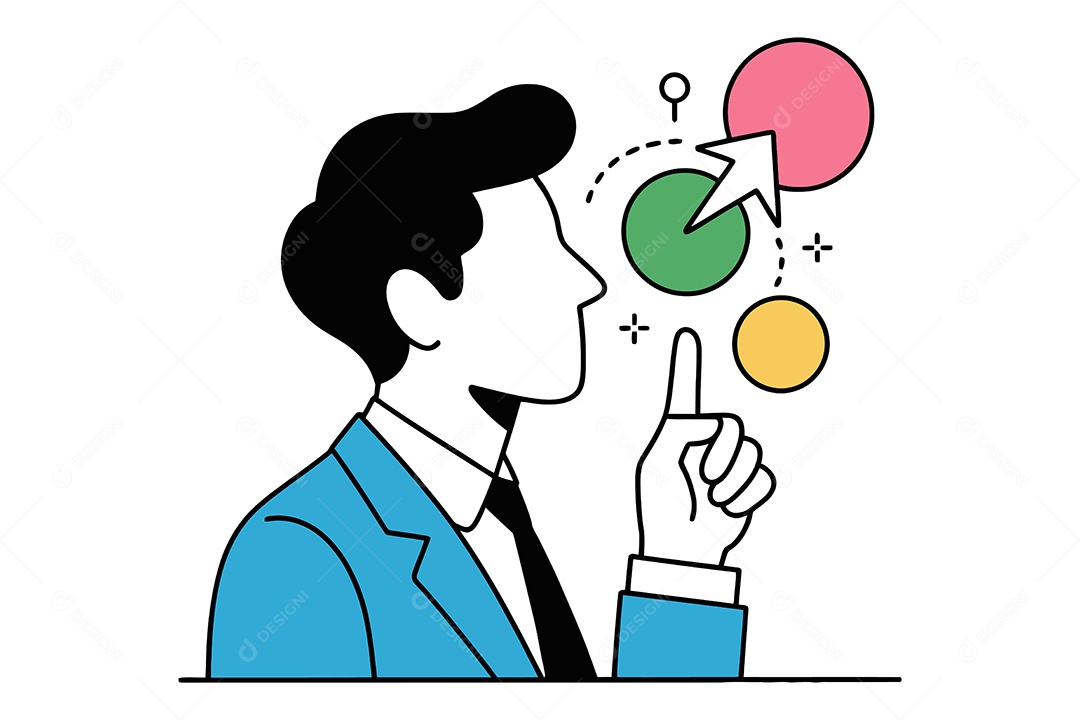 Homem com Ideias Ilustração Vetor EPS + AI