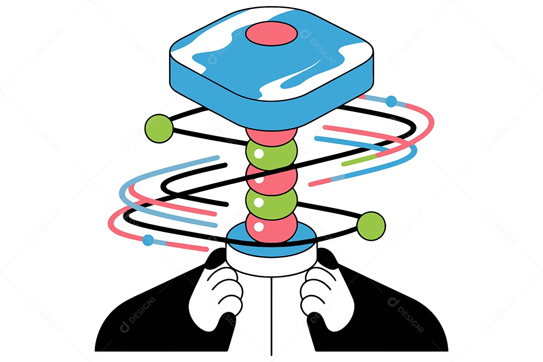 Pessoa com Um Objeto no Lugar da Cabeça Ilustração Vetor EPS + AI