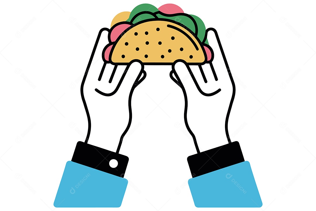 Duas Mãos Segurando um Taco Ilustração Vetor EPS + AI