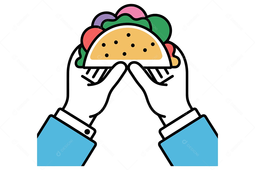 Duas Mãos Segurando um Taco Ilustração Vetor EPS + AI